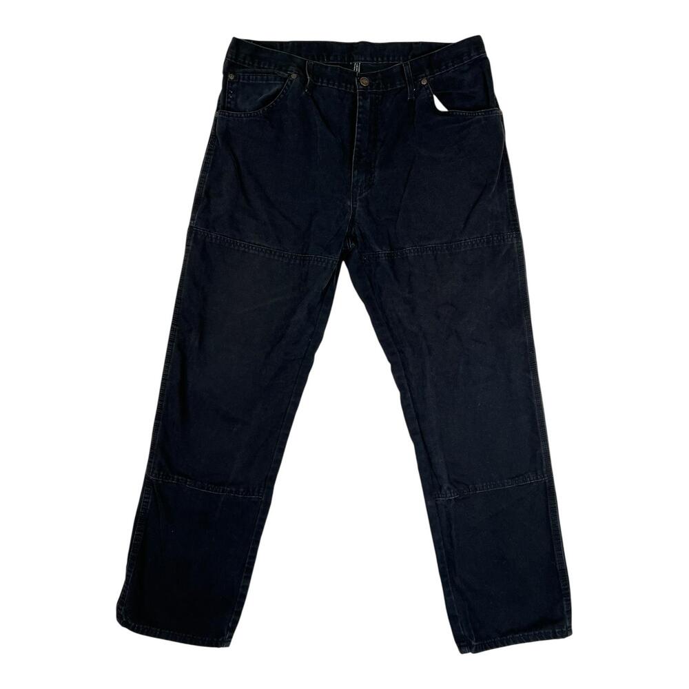 VTG Dickies Double Knee Canvas Pants Mens 36x32 Black Straight Work Utility READ